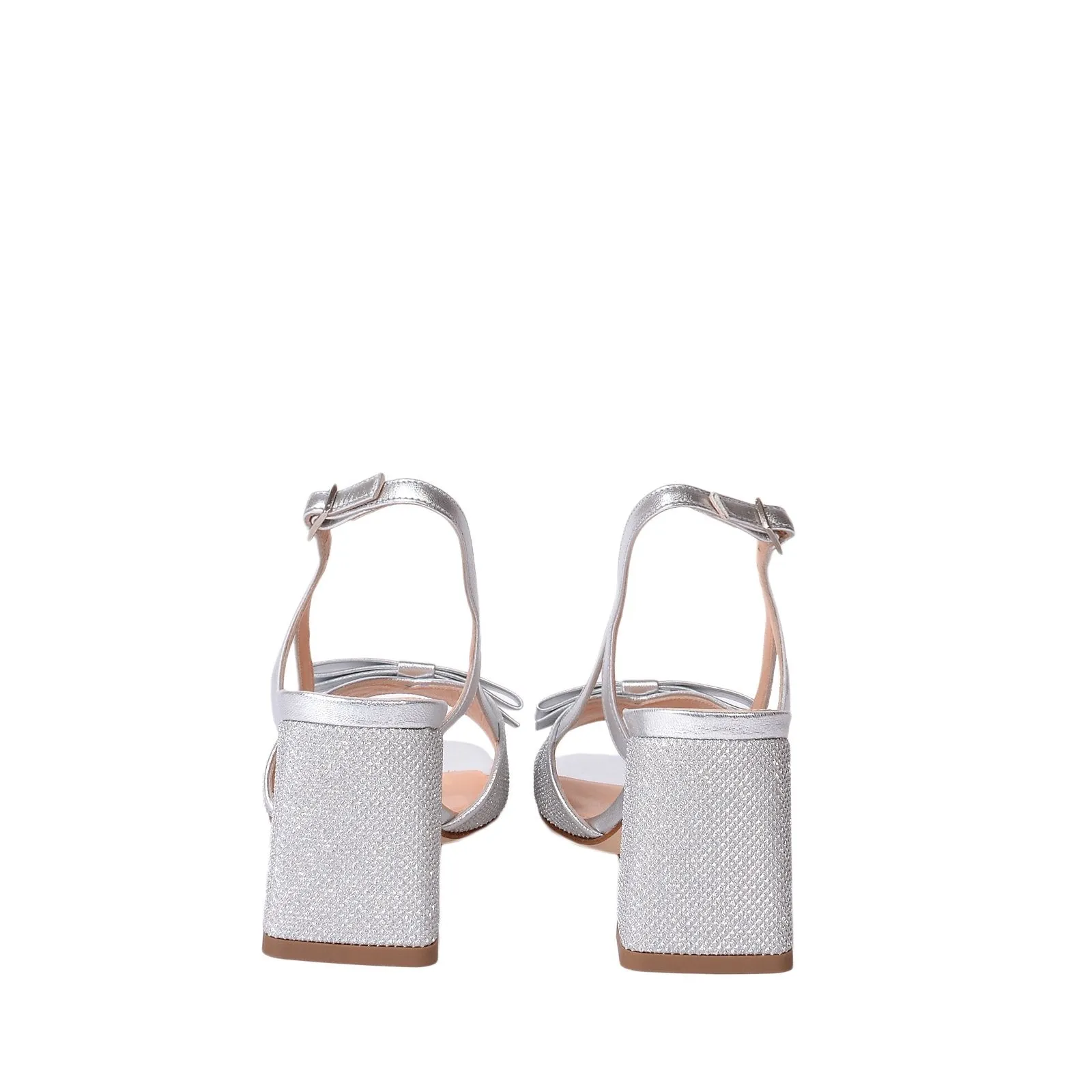 Luxor Bow Glitter Sandals In Silver