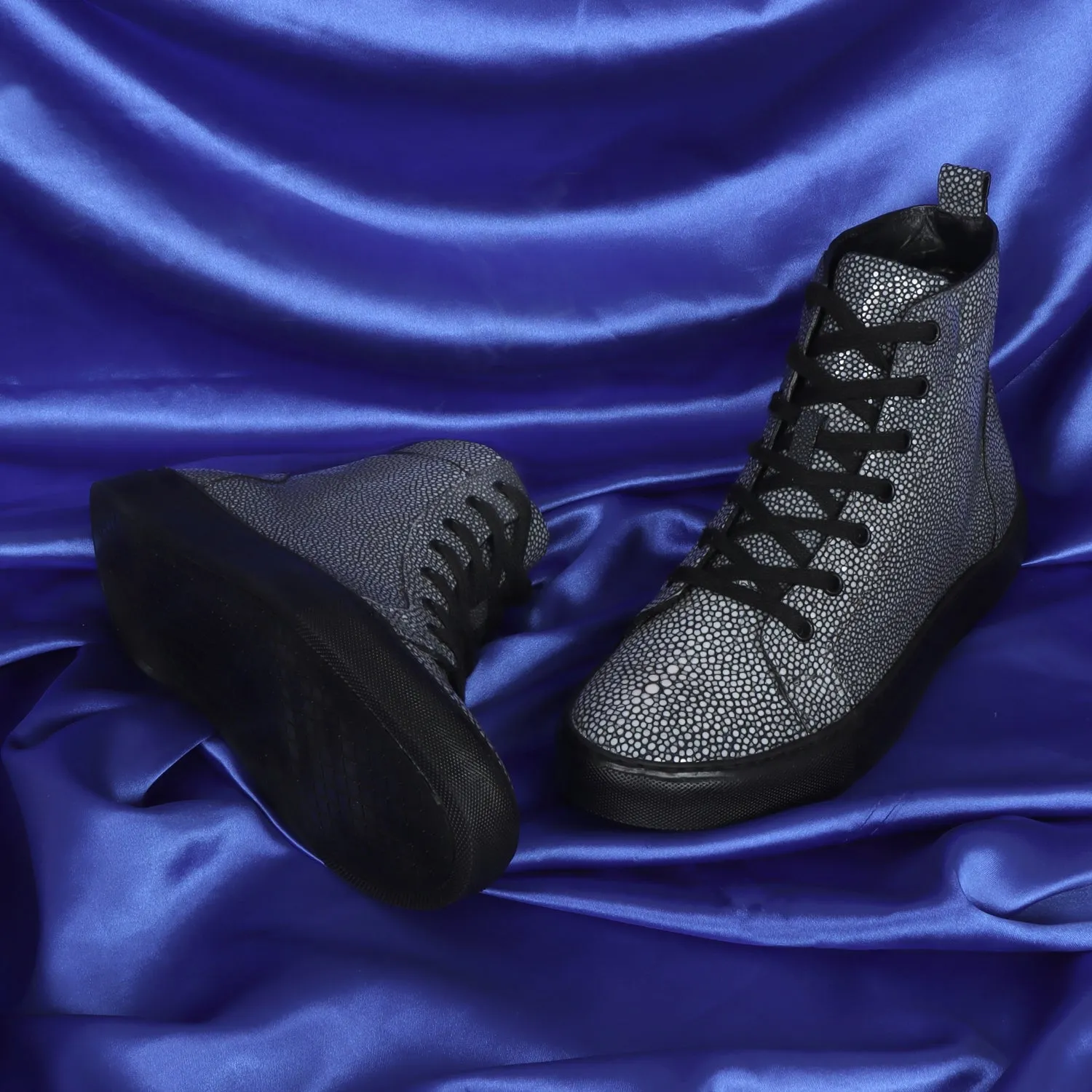 Luxurious Stingray Leather Sneakers with Black Sole