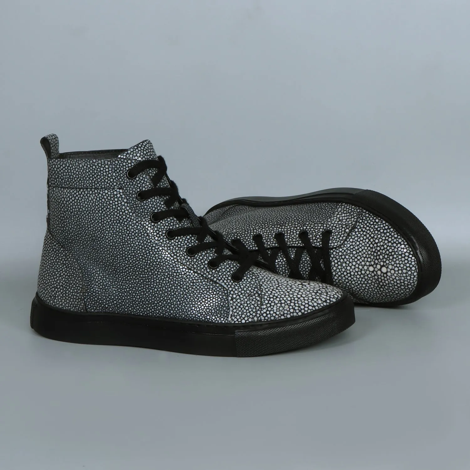 Luxurious Stingray Leather Sneakers with Black Sole