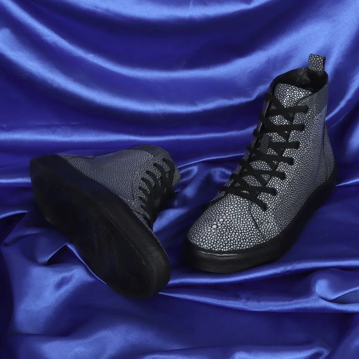 Luxurious Stingray Leather Sneakers with Black Sole