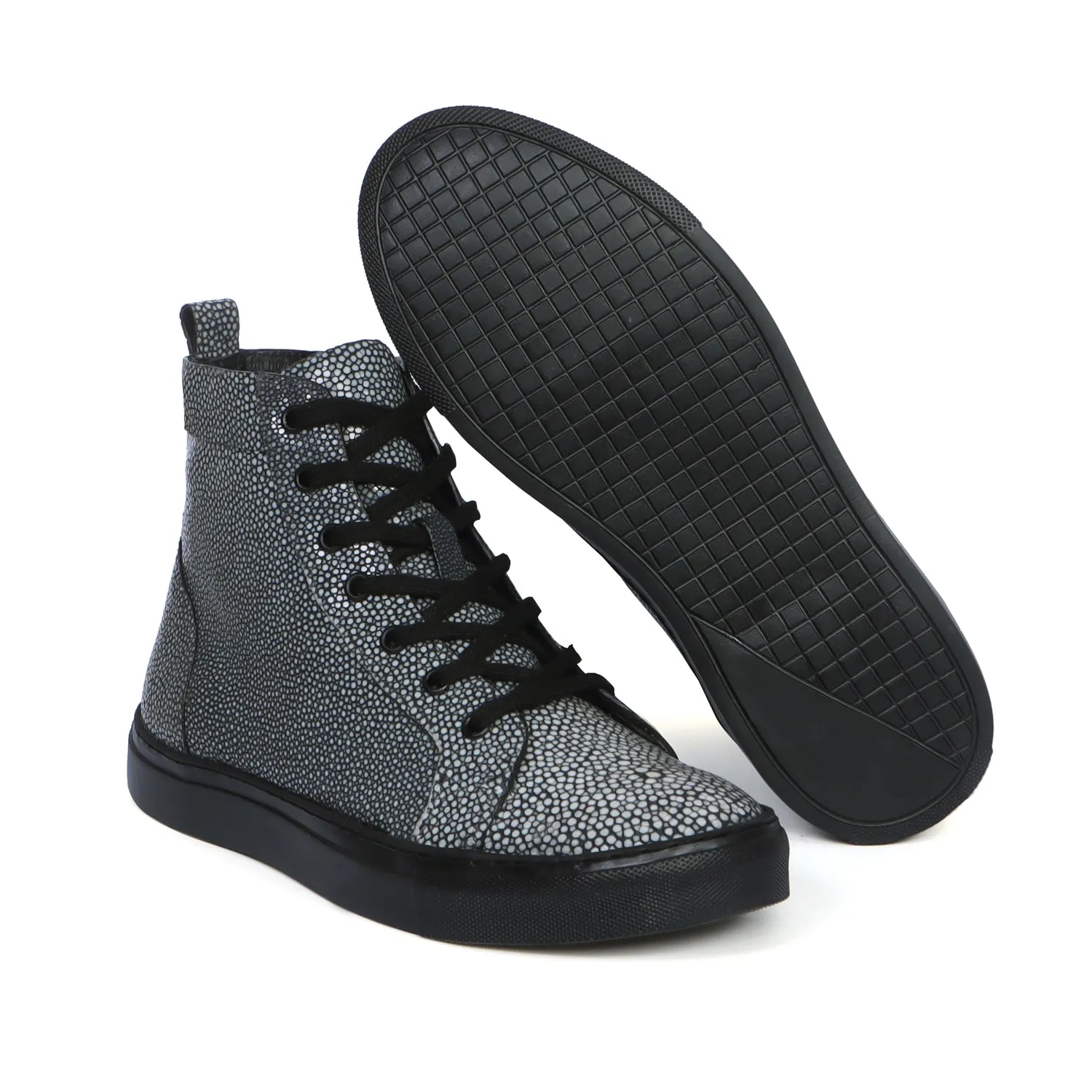 Luxurious Stingray Leather Sneakers with Black Sole