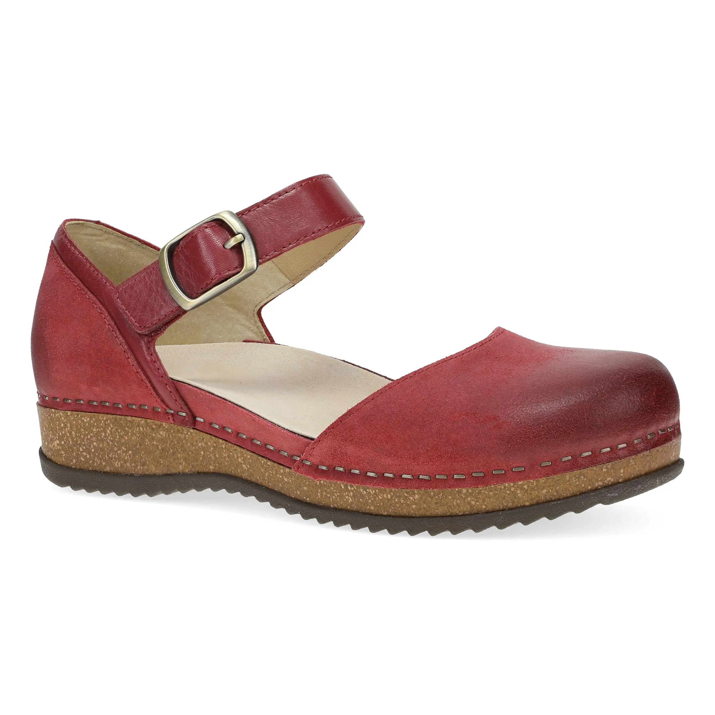 Mae Red Burnished Suede