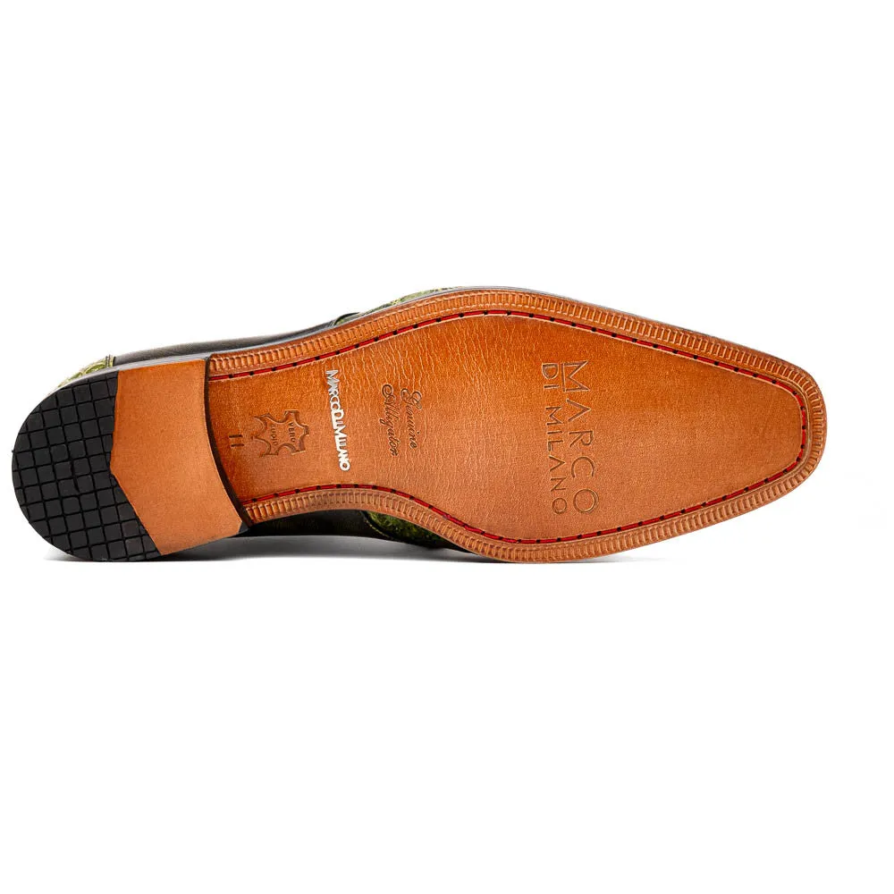 Marco Di Milano Anzio Derby Green Alligator And Calfskin Shoes