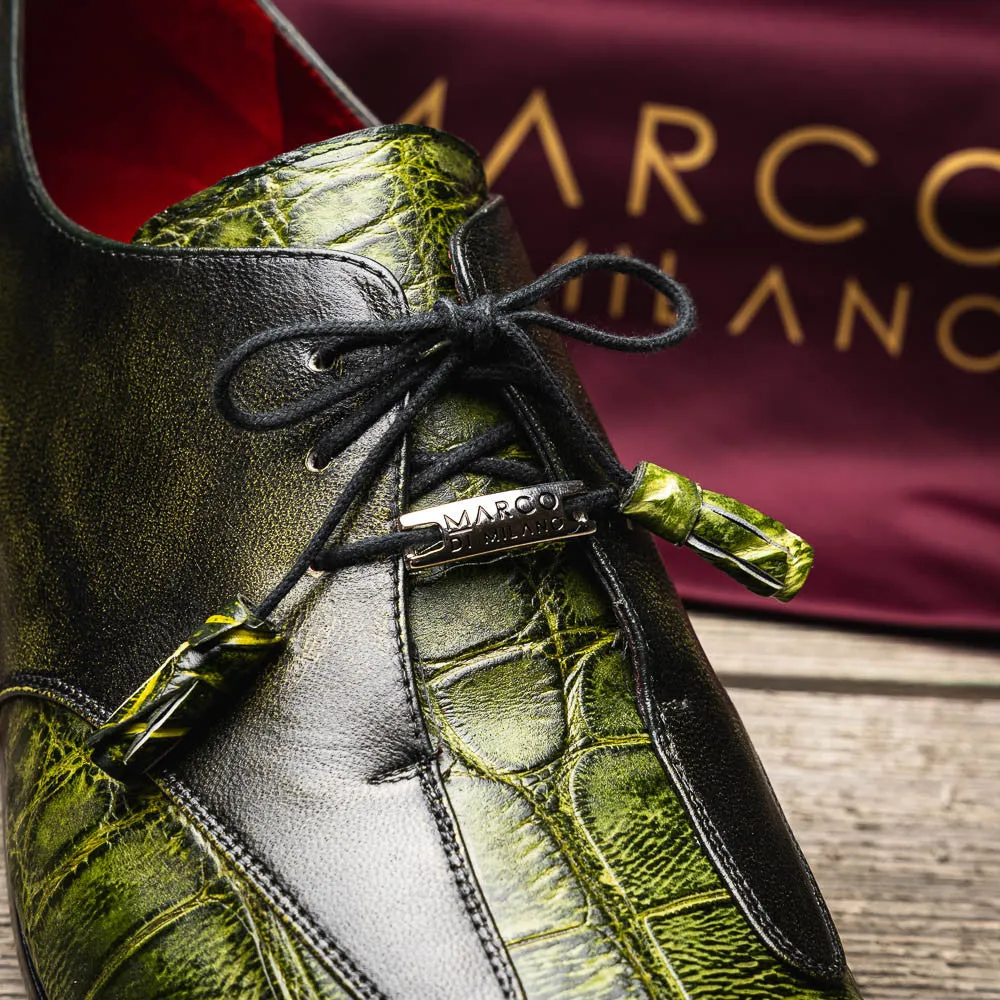 Marco Di Milano Anzio Derby Green Alligator And Calfskin Shoes