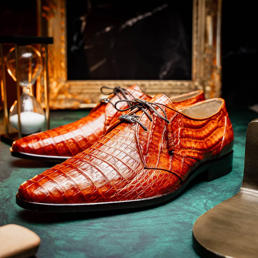 Marco Di Milano Lacio Caiman Brandy Derby Shoes