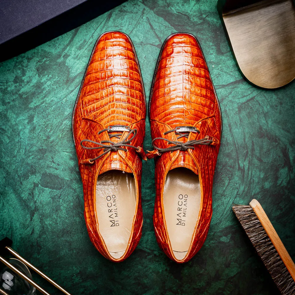 Marco Di Milano Lacio Caiman Brandy Derby Shoes