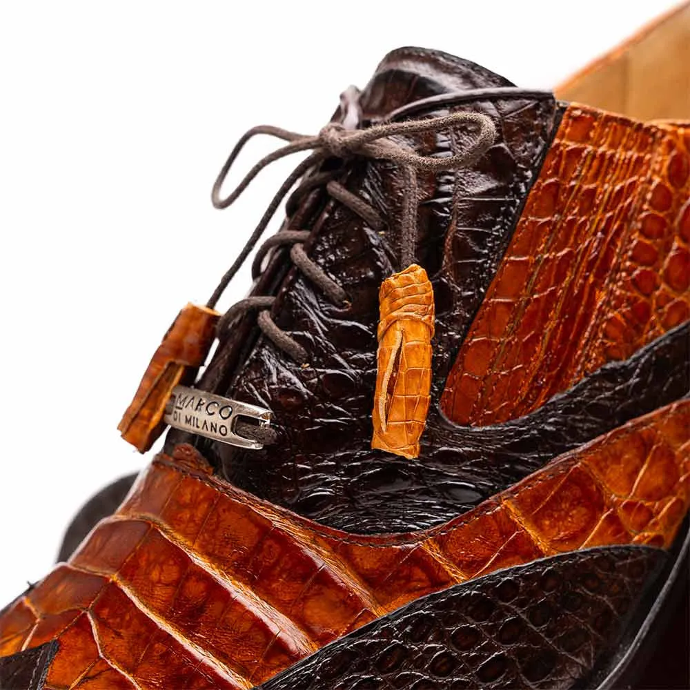 Marco Di Milano Luciano Caiman Brown/Cognac Wingtips Shoes