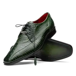 Marco Di Milano Moncalieri Dress Derby Green Alligator and Cobra Shoes