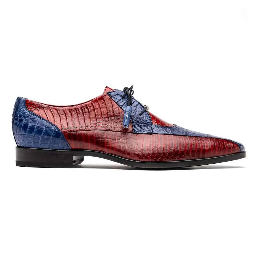 Marco Di Milano Moncalieri Dress Derby Navy/Red Alligator and Cobra Shoes