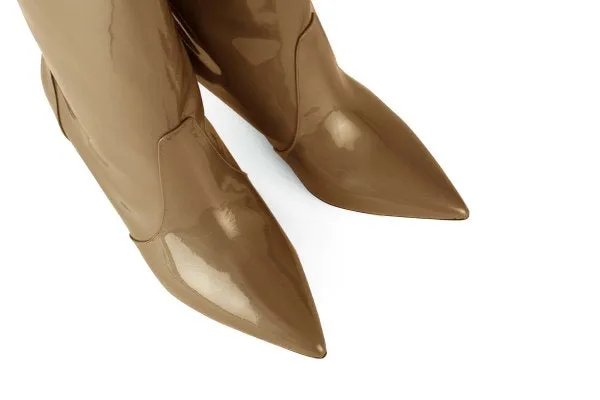 Marla Rusty Gold Patent Leather Pull-on Boots