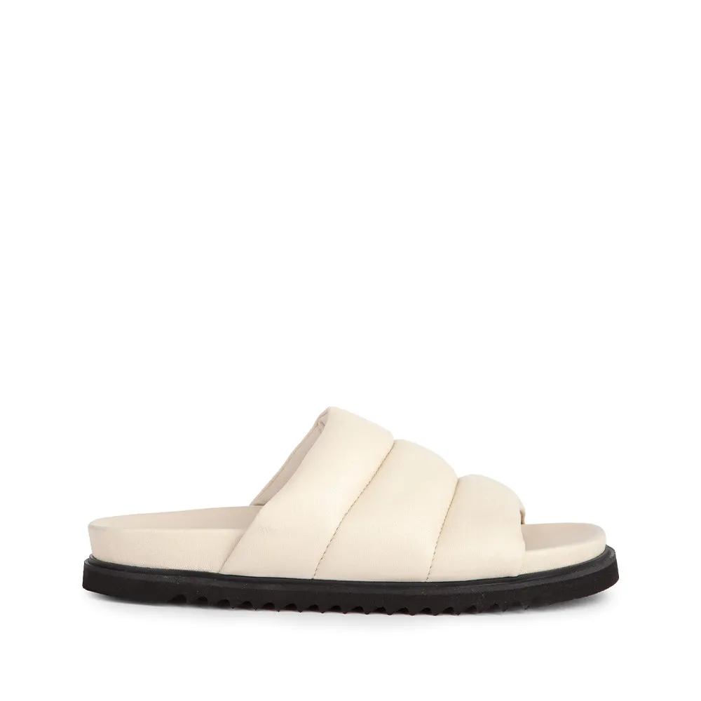 Marley Off White Leather Puffy Sandals