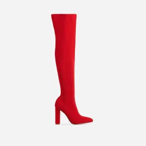 Melrose Thigh High Knit Boot - Red