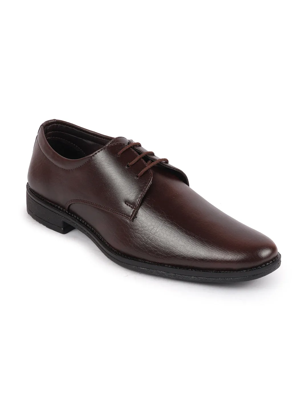 Men Brown Formal Office Work Lace Up Derby Shoes