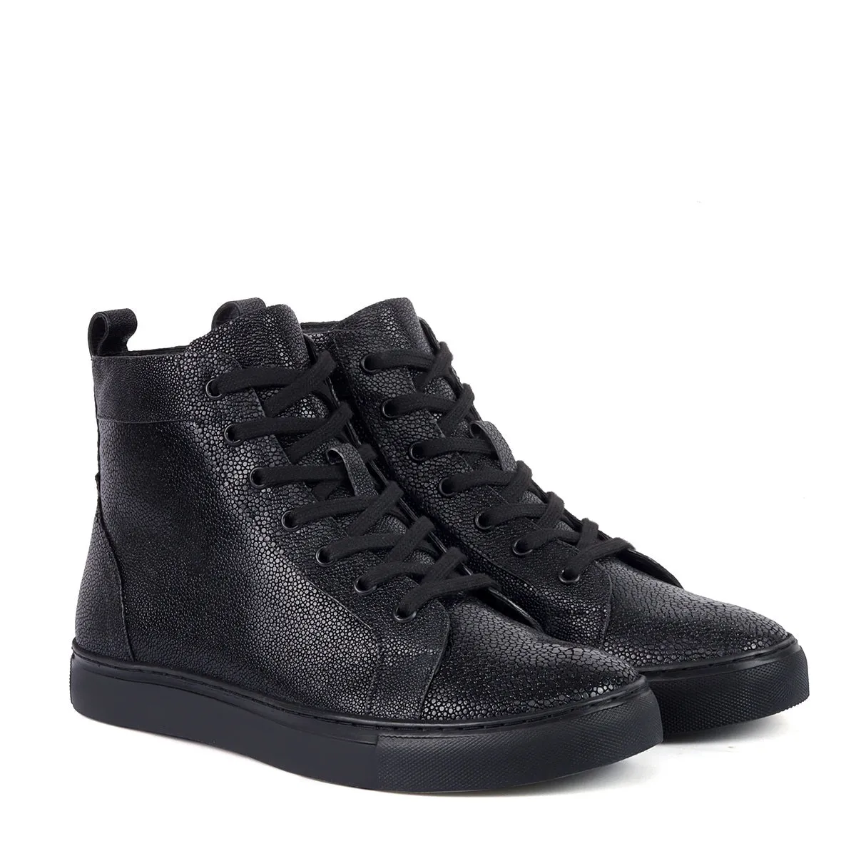 Men's Black Stingray Leather Sneakers