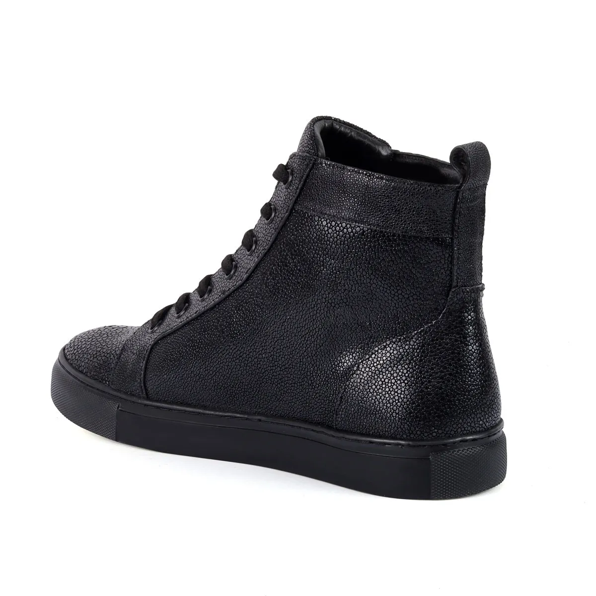 Men's Black Stingray Leather Sneakers