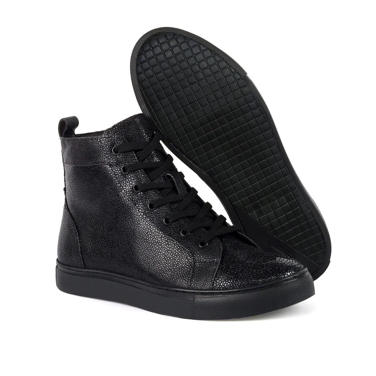 Men's Black Stingray Leather Sneakers