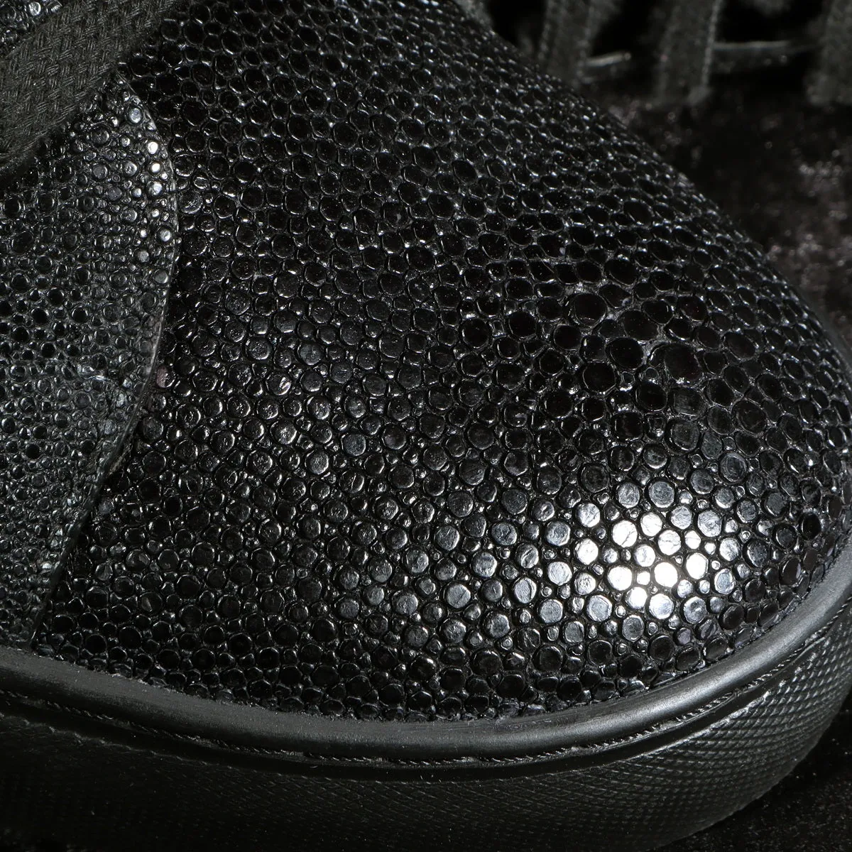 Men's Black Stingray Leather Sneakers