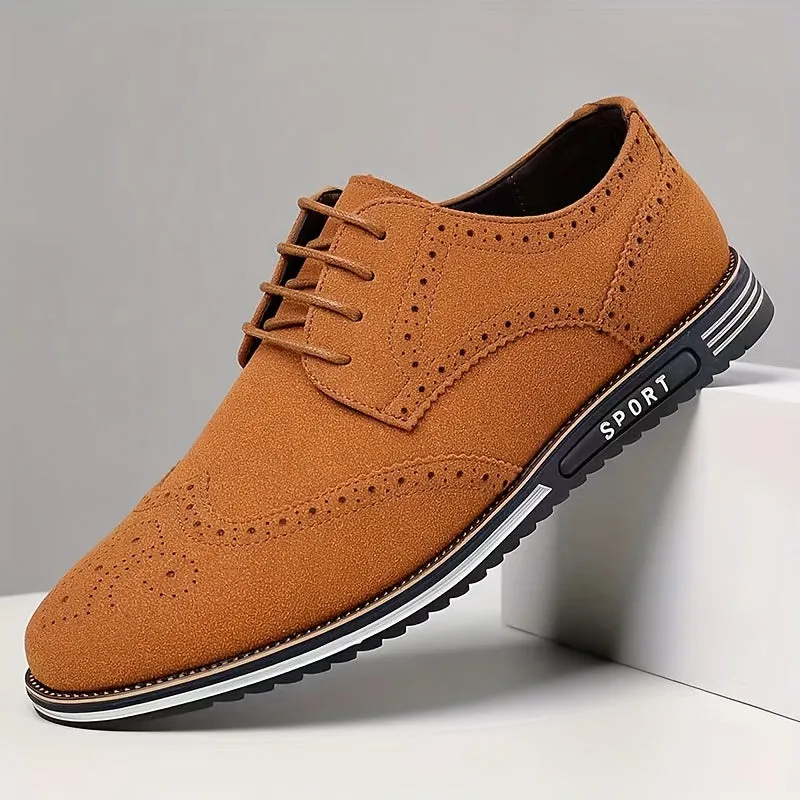 Men's Brogue Wingtip Derby Shoes, Lace-up Front Dress Shoes For Men Office Business Formal, Black Tie Optional Events