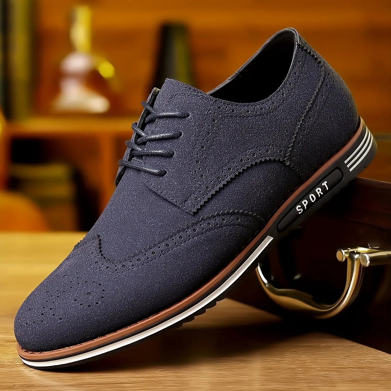 Men's Brogue Wingtip Derby Shoes, Lace-up Front Dress Shoes For Men Office Business Formal, Black Tie Optional Events