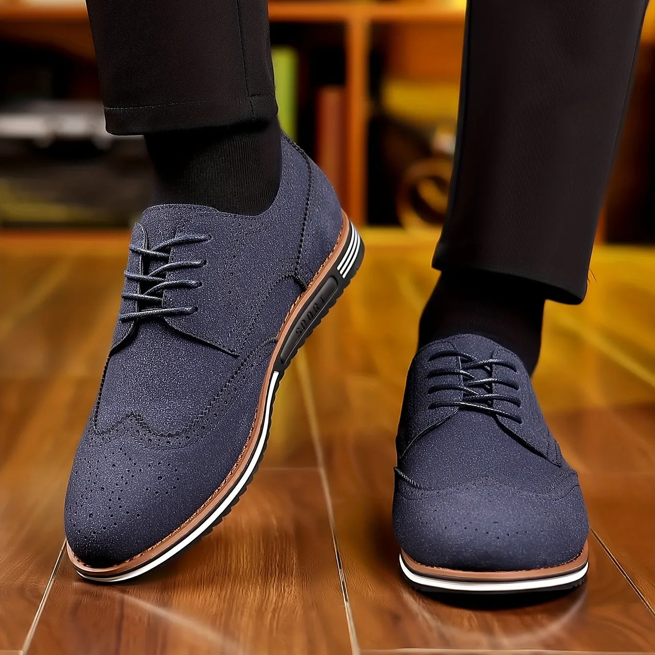 Men's Brogue Wingtip Derby Shoes, Lace-up Front Dress Shoes For Men Office Business Formal, Black Tie Optional Events