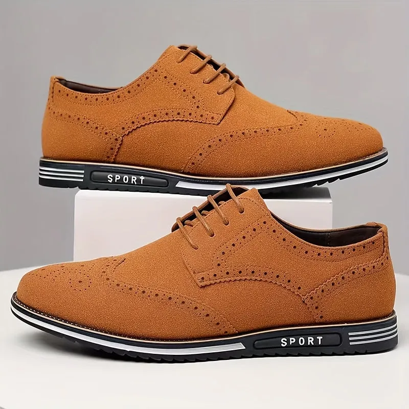 Men's Brogue Wingtip Derby Shoes, Lace-up Front Dress Shoes For Men Office Business Formal, Black Tie Optional Events