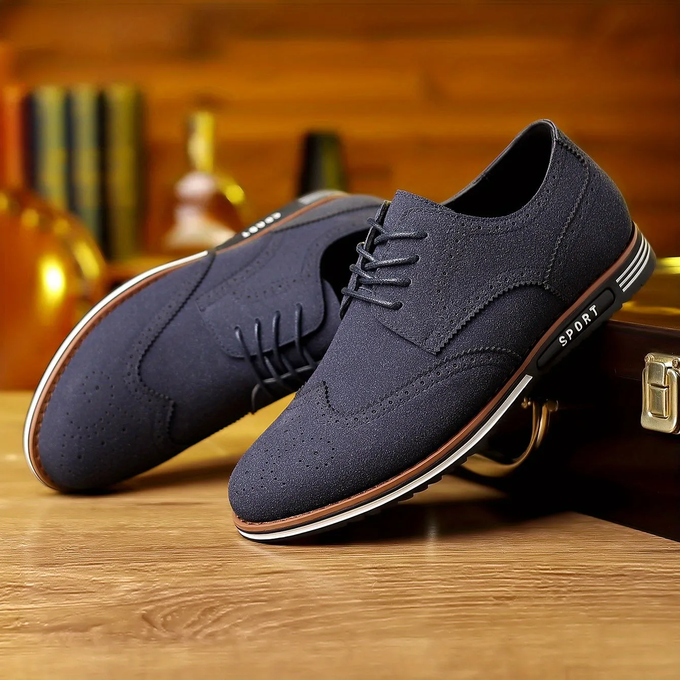 Men's Brogue Wingtip Derby Shoes, Lace-up Front Dress Shoes For Men Office Business Formal, Black Tie Optional Events