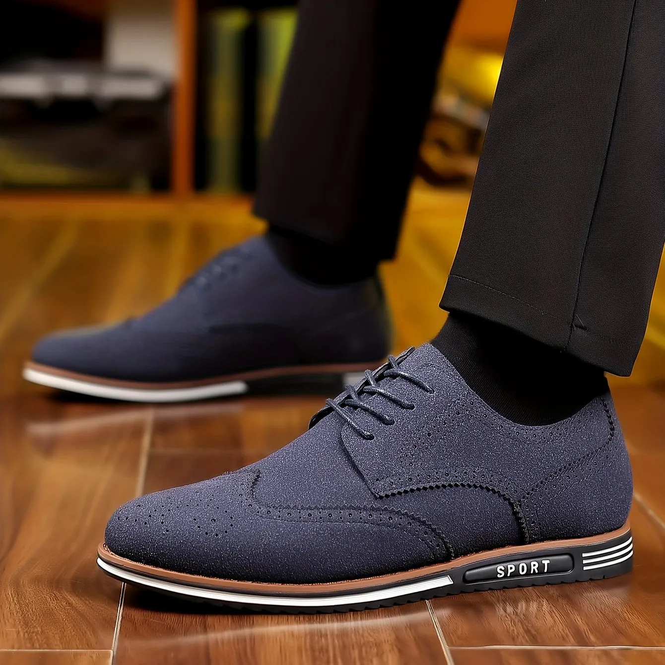 Men's Brogue Wingtip Derby Shoes, Lace-up Front Dress Shoes For Men Office Business Formal, Black Tie Optional Events