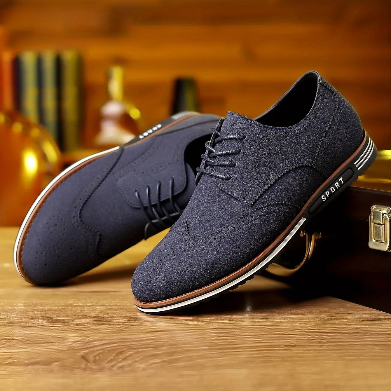 Men's Brogue Wingtip Derby Shoes, Lace-up Front Dress Shoes For Men Office Business Formal, Black Tie Optional Events