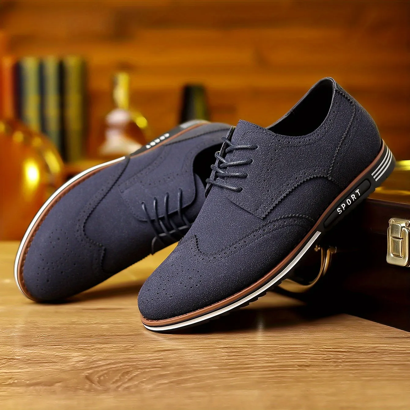 Men's Brogue Wingtip Derby Shoes, Lace-up Front Dress Shoes For Men Office Business Formal, Black Tie Optional Events