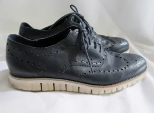 Mens COLE HAAN ZEROGRAND GRAND OS Wingtip Oxford Leather Shoes 11.5 BLACK