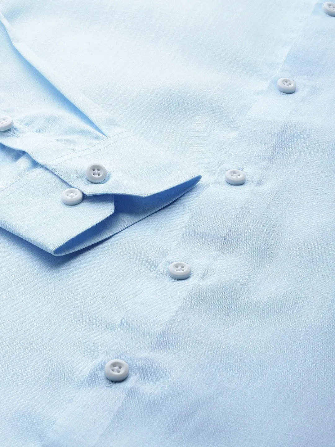 Men's Cotton Sky Blue Chinese Collar Formal Shirt - Sojanya