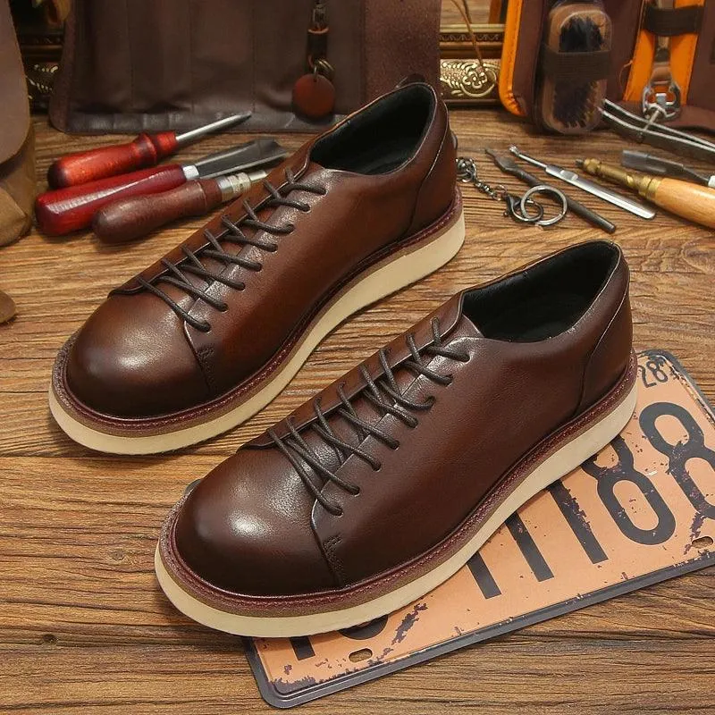 Men's Full Grain Leather Oxfords - TR2484 Casual Work Shoes