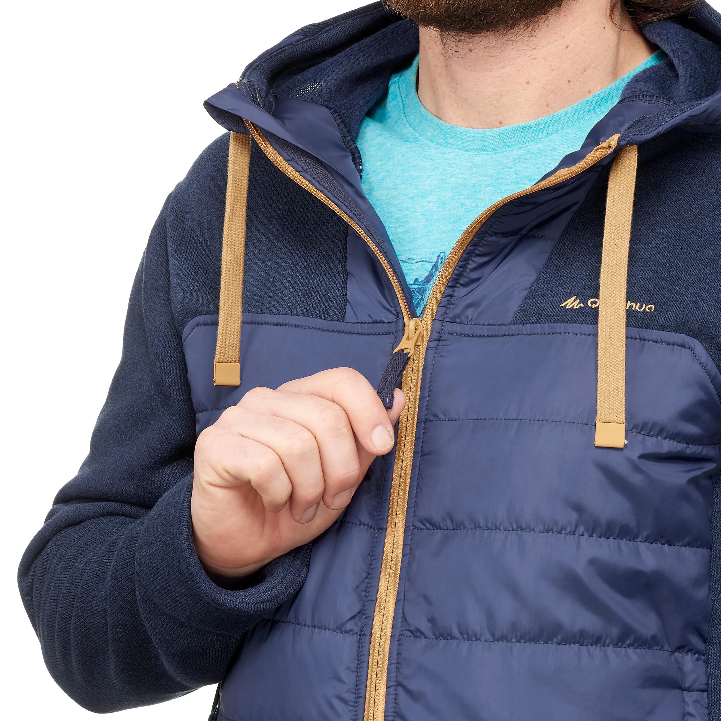 Men's hiking sweatshirt with hood Quechua NH100, dark blue