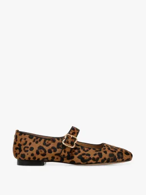 Michaela leather leopard Mary Jane flats