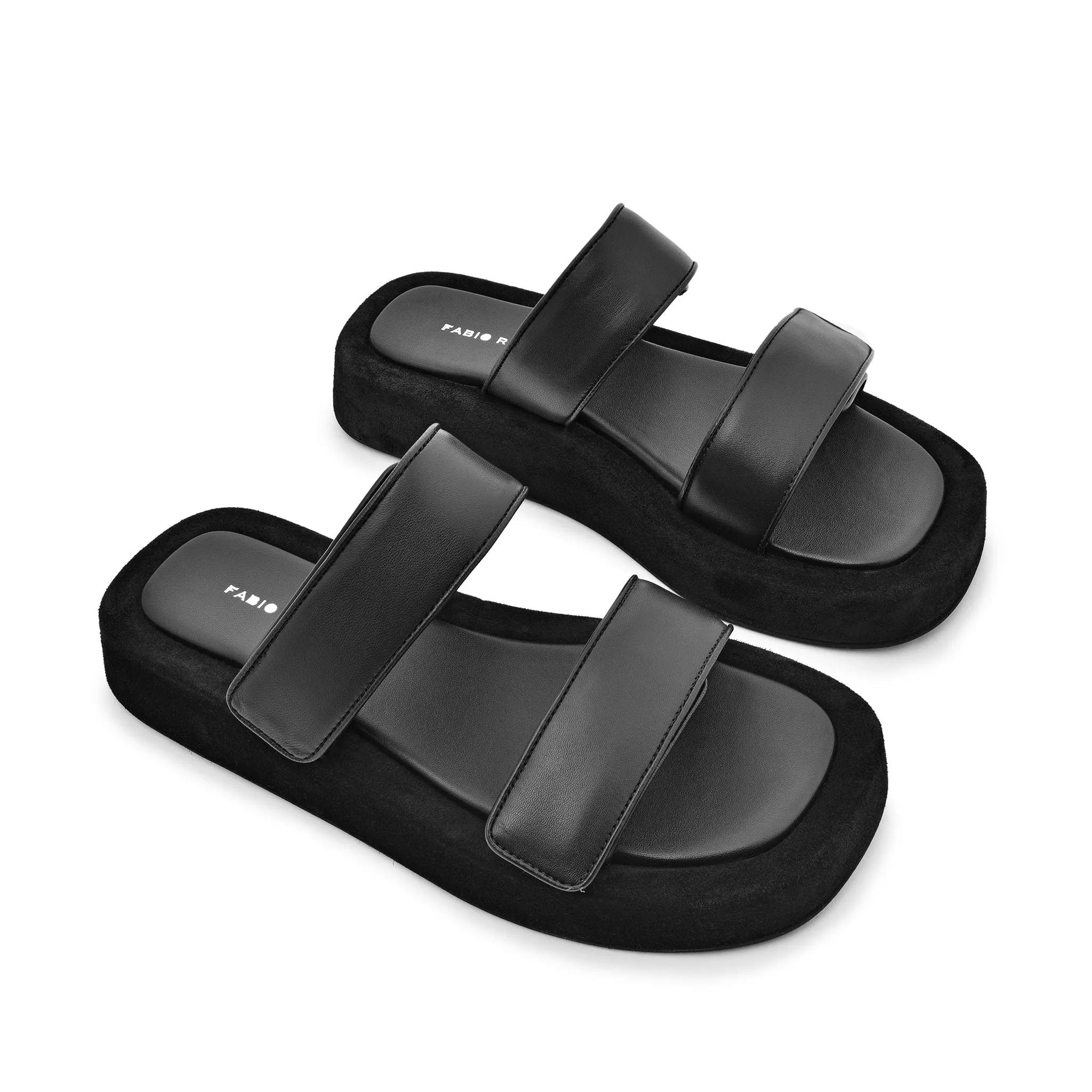 Mila Black Leather Straps Sandals