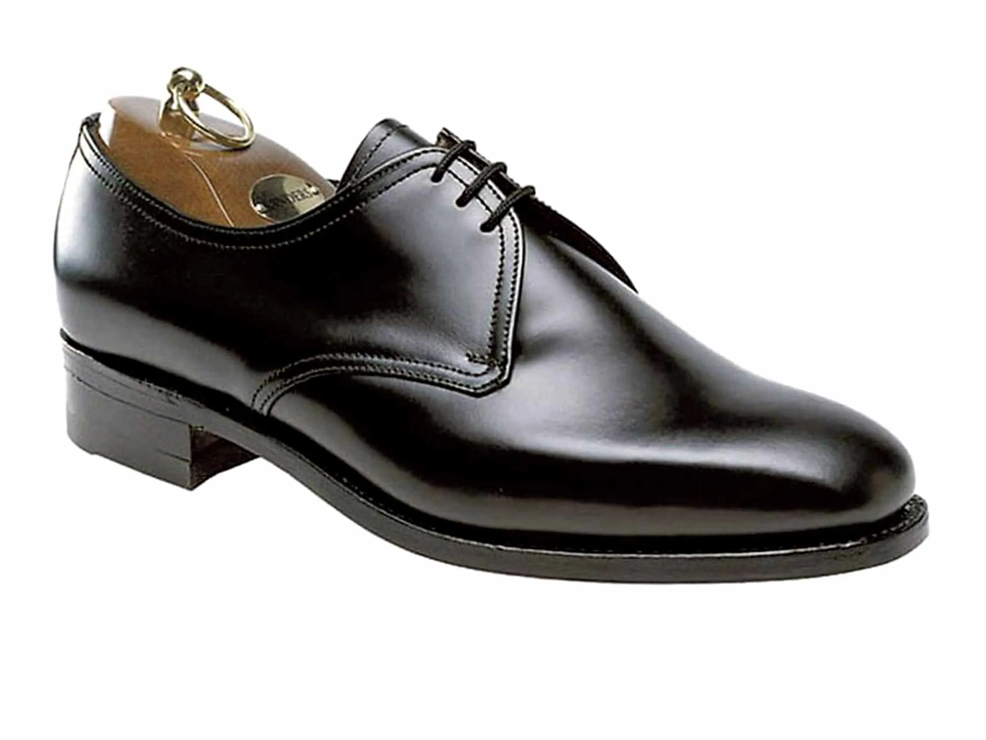 MOFFAT Mens Extra Wide H Fit Black Derby Shoe with Leather sole by Sanders