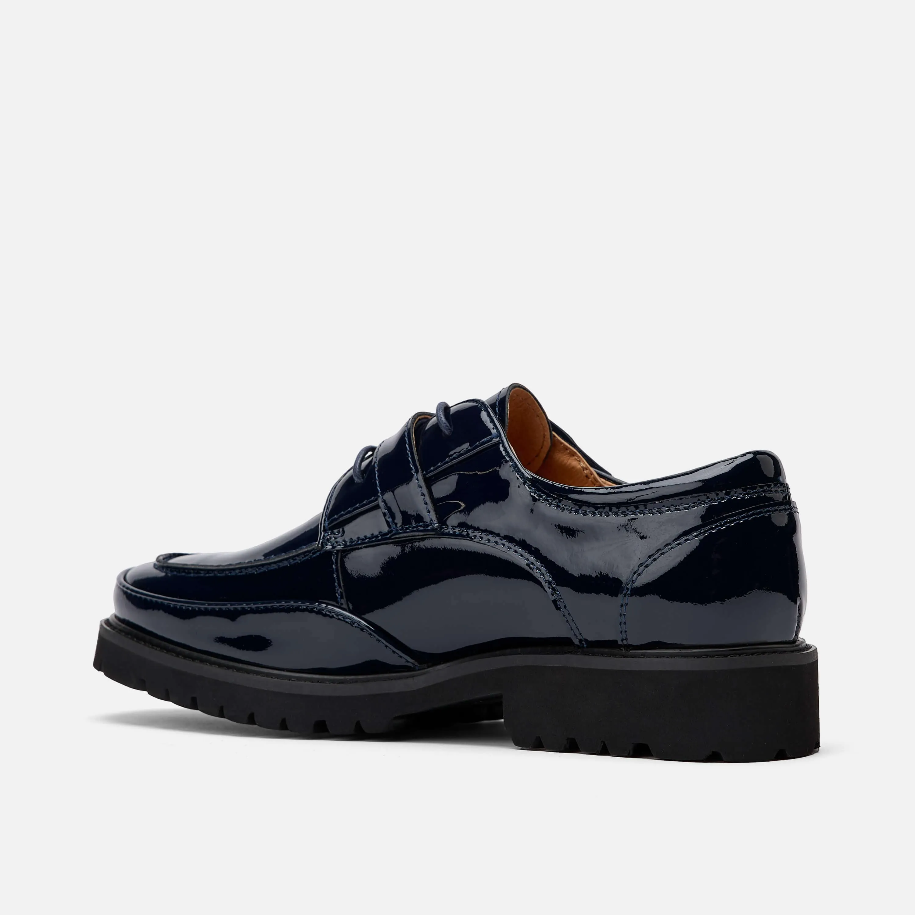 Ms. Atlas Navy Patent Leather Lug Derby