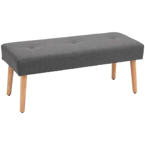 Multifunctional Shoe Bench Tufted Upholstered Ottoman Footstool Linen Fabric for Entryway Living Room Grey Multipurpose Bedroom