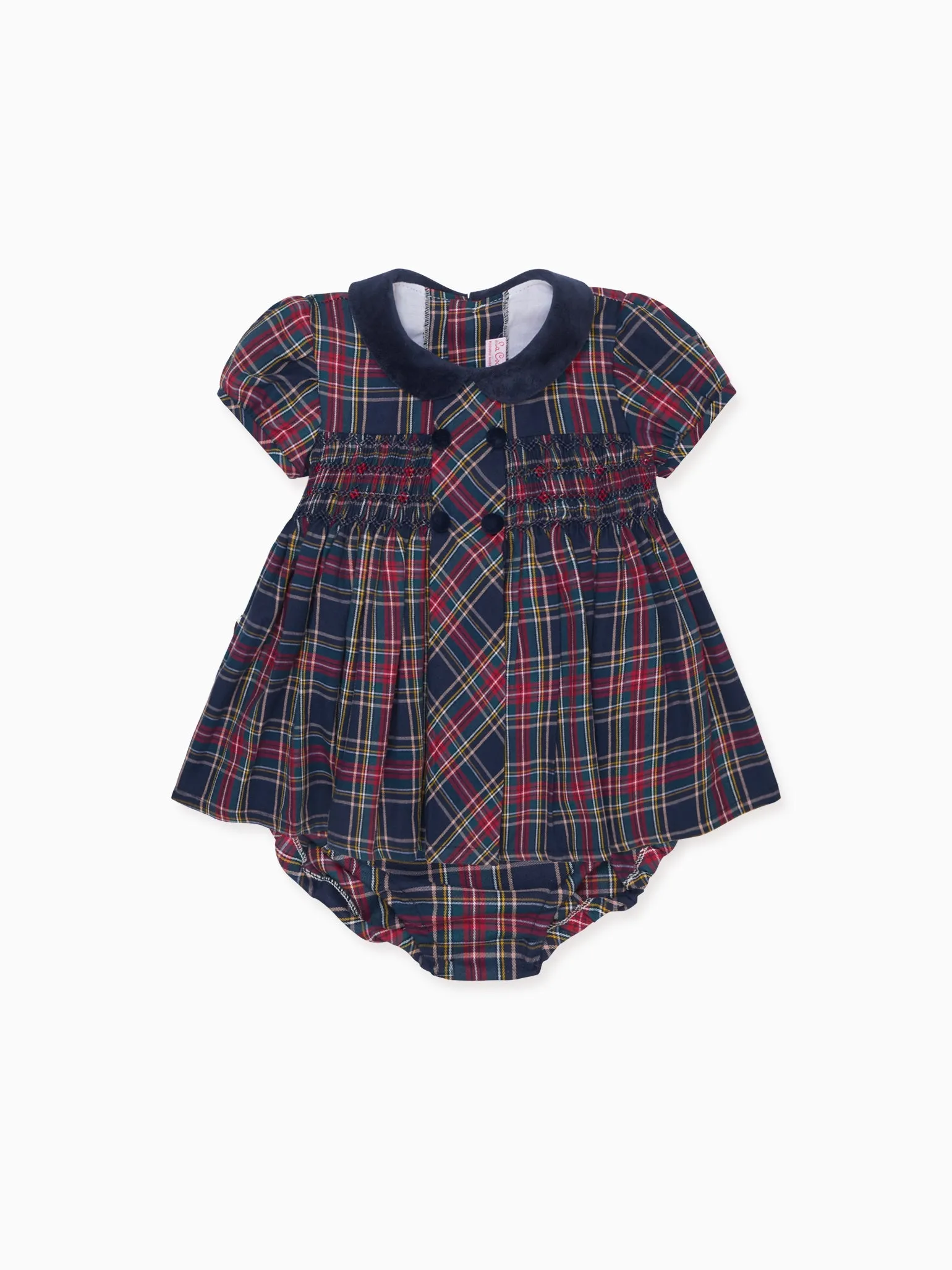 Navy Tartan Arcadia Baby Girl Hand-Smocked Set