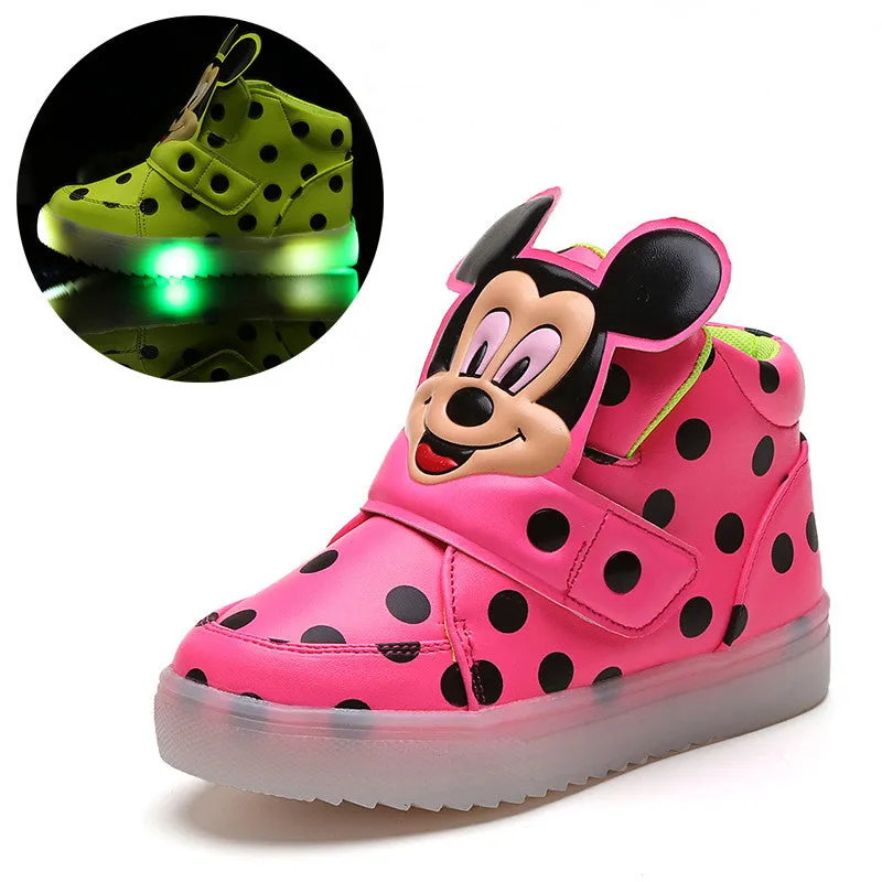 New European fashion cute LED lighting children shoes hot sales Lovely kids sneakers high quality cool boy girls boots