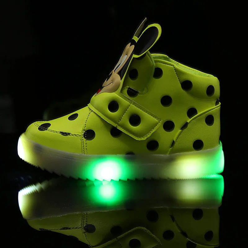 New European fashion cute LED lighting children shoes hot sales Lovely kids sneakers high quality cool boy girls boots