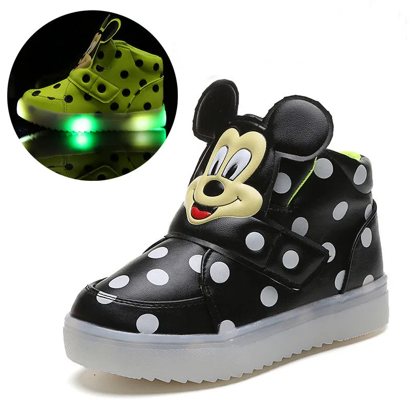 New European fashion cute LED lighting children shoes hot sales Lovely kids sneakers high quality cool boy girls boots