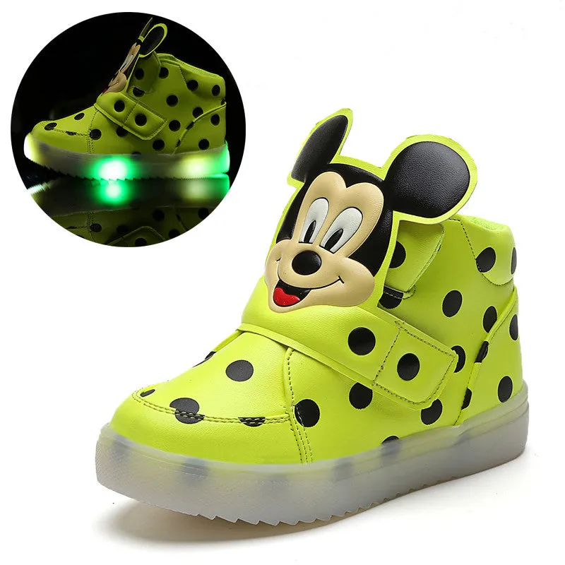 New European fashion cute LED lighting children shoes hot sales Lovely kids sneakers high quality cool boy girls boots