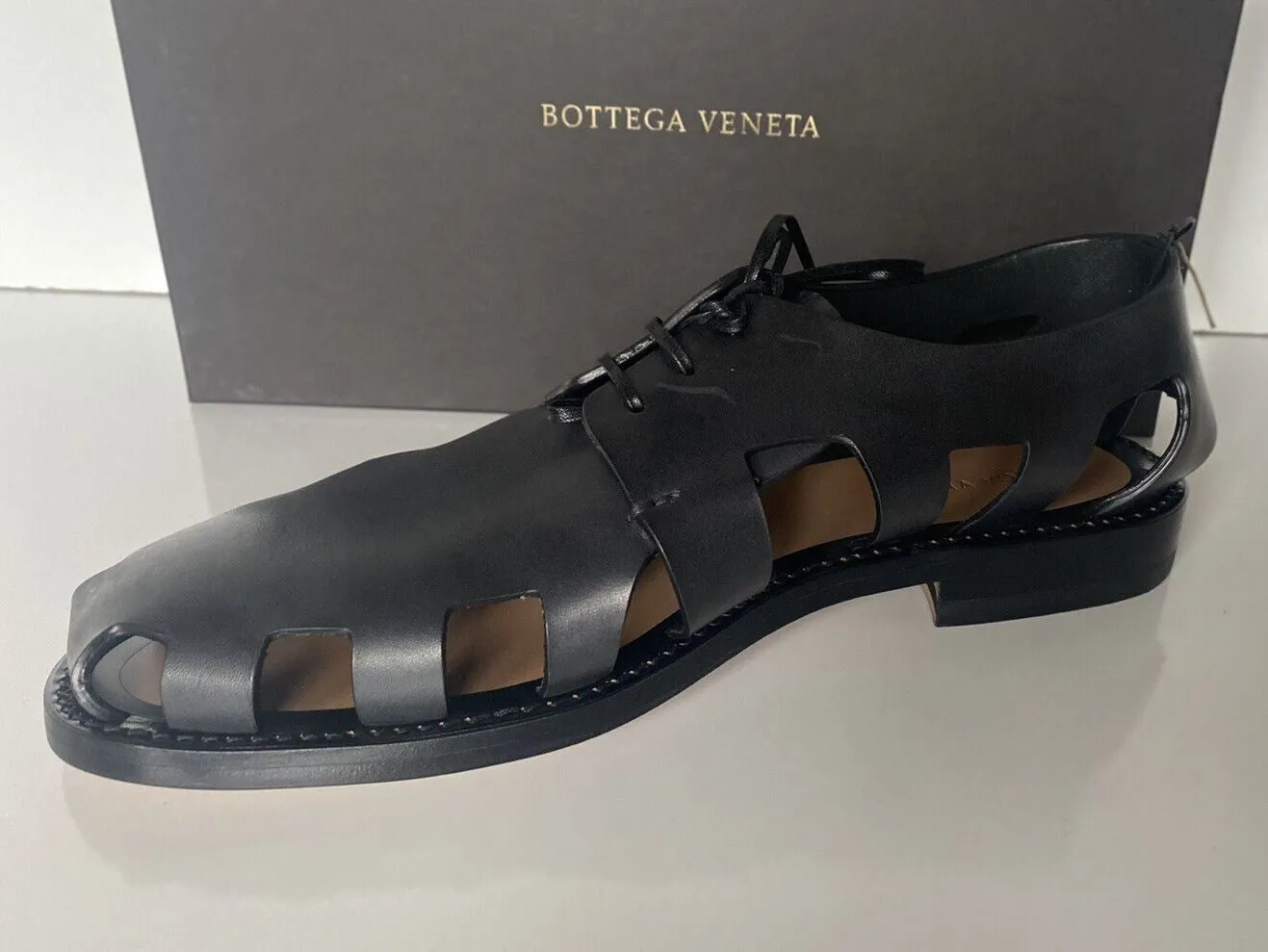 NIB $890 Bottega Veneta Men's Derby Leather Shoes Cut-out Details 11.5 US 574829