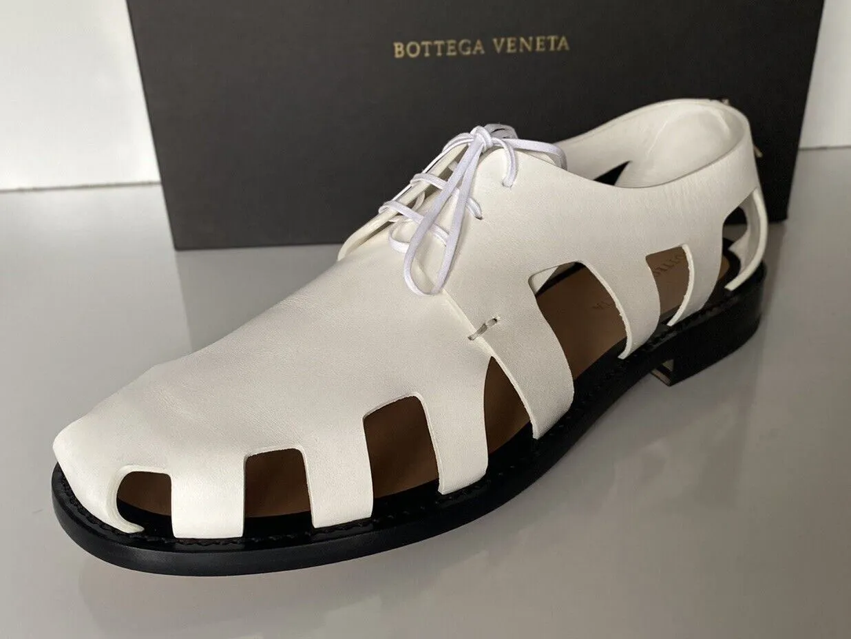 NIB Bottega Veneta Men's Derby Leather White Shoes Cut-out Details 8.5 US 574829