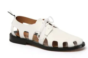 NIB Bottega Veneta Men's Derby Leather White Shoes Cut-out Details 8.5 US 574829