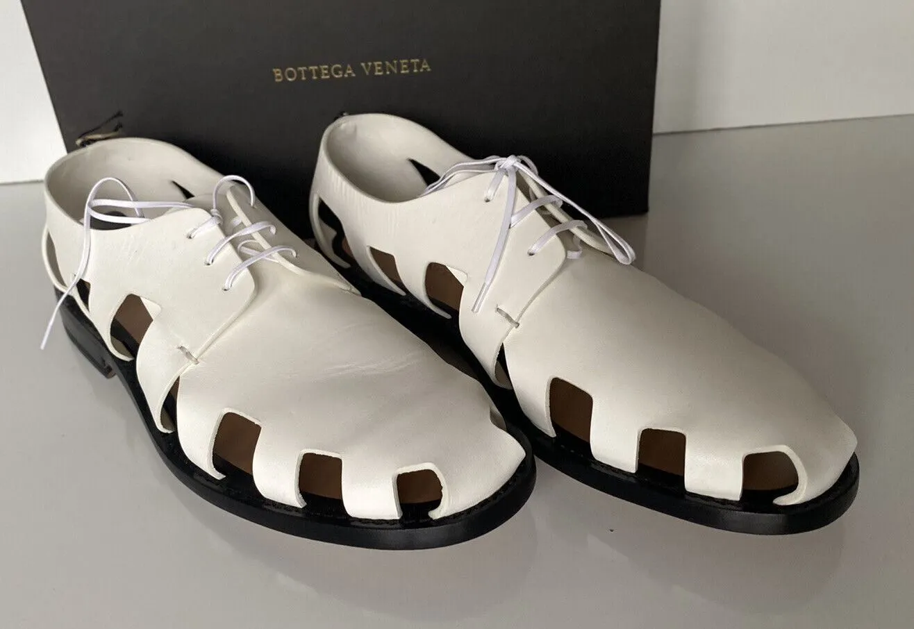 NIB Bottega Veneta Men's Derby Leather White Shoes Cut-out Details 8.5 US 574829