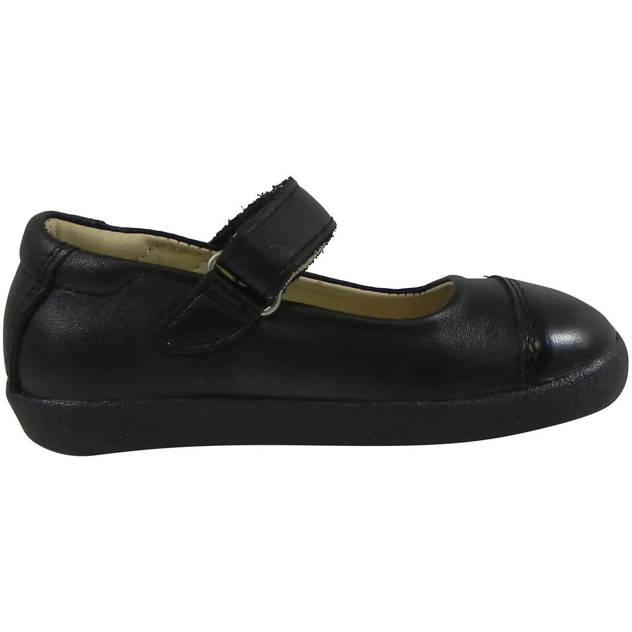 Old Soles Girl's 365 Quest Shoe Black Leather Hook and Loop Mary Jane Shoe