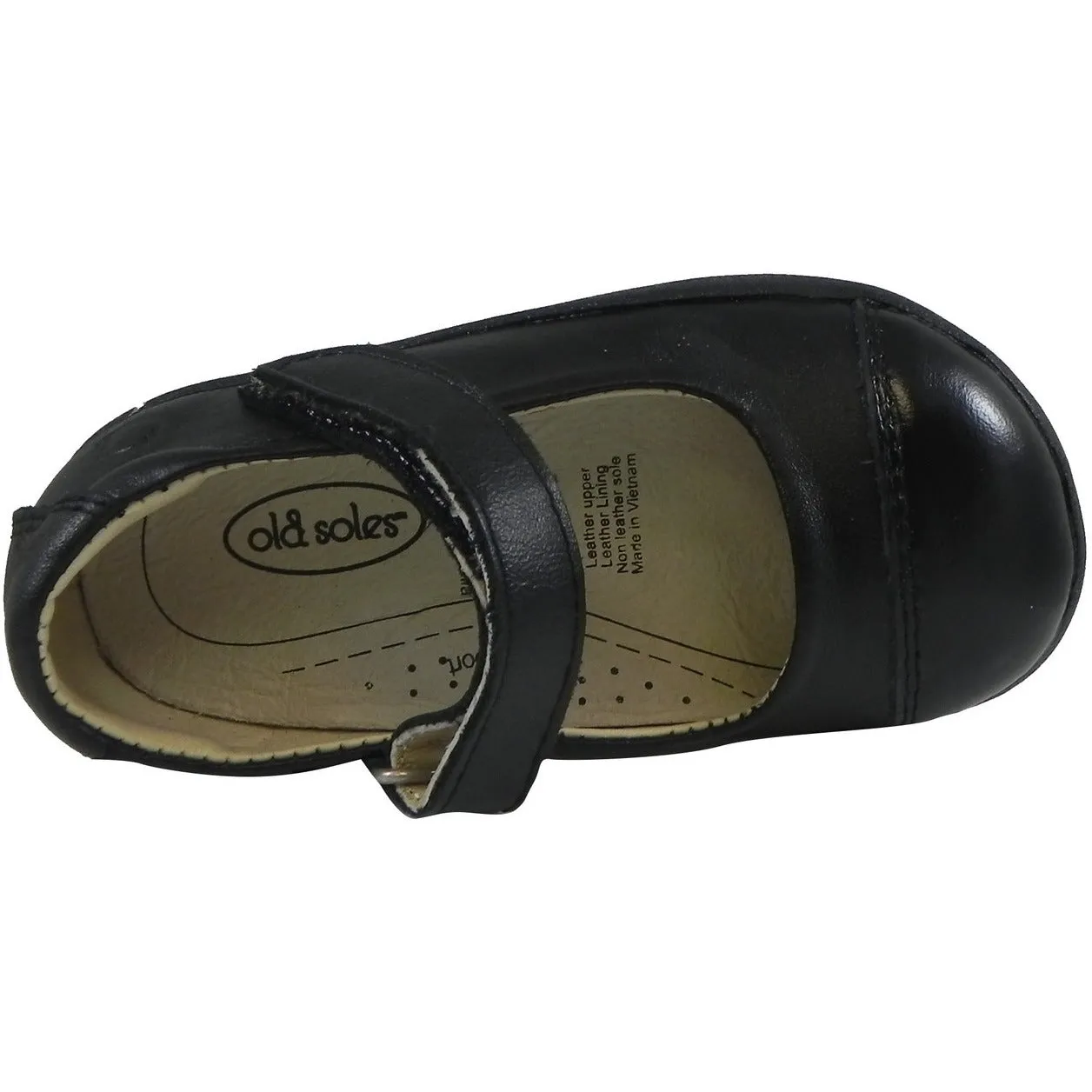 Old Soles Girl's 365 Quest Shoe Black Leather Hook and Loop Mary Jane Shoe