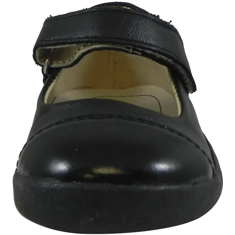 Old Soles Girl's 365 Quest Shoe Black Leather Hook and Loop Mary Jane Shoe